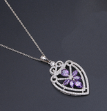 4ct Marquise Cut Purple Amethyst Unique Pendant with Chain 14k White Gold Finish