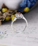 2.2ct Oval Cut Pink Ruby Engagement Ring Diamond Dual Halo 14k White Gold Finish