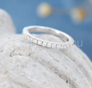 1.2ct Round Cut Moissanite Full Eternity Wedding Band 14k White Gold Plated