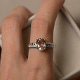 2ct Oval Cut Morganite Engagement Ring Solitaire Round Accent 14k WhiteGold Over