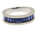 2ct Baguette Cut Blue Sapphire Channel Set Full Eternity Band 14k WhiteGold Over