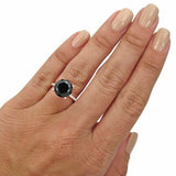 4Ct Round Black Diamond Hidden Halo Solitaire Engagement Ring 14K Rose Gold Over