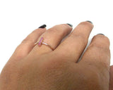 0.3ct Engagement Ring Round Cut Pink Ruby Vertical Bar Women 14k Rose Gold Over