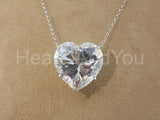 1ct Heart Cut Simulated Diamond Solitaire Pendant Chain 14k White Gold Plated