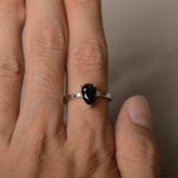 Trilogy Solitaire Engagement Ring 0.75ct Pear Black Diamond 14k WhiteGold Finish