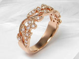 1ct Round Cut VVS1 Diamond Leaf Vine Floral Engagement Ring 14k Rose Gold Finish