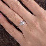 Flower Star Engagement Ring 1.5ct Round Cut VVS1D Diamond 14k White Gold Finish