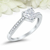 1ct Heart Cut Diamond Engagement Ring Solitaire with Accent 14k WhiteGold Finish