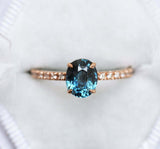 1.3ct Oval London Blue Topaz Engagement Ring 14k Rose Gold Finish Diamond Accent