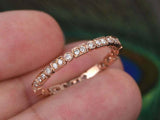 1.4ct Round Cut Diamond Wedding Band Stackable Full Eternity 14k RoseGold Finish