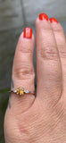 0.5ct Engagement Ring Round Cut Citrine Minimalist Trilogy 14k White Gold Finish