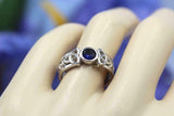 0.5ct Round Blue Sapphire Engagement Ring Celtic Trinity Knot 14k WhiteGold Over