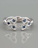 1Ct Round Cut Blue Sapphire Celtic Trinity Knot Wedding Ring 14K White Gold Over