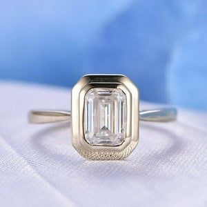 1ct Emerald Cut VVS1D Diamond Solitaire Engagement Ring 14k Yellow Gold Finish