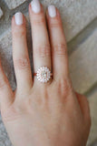 2.5ct Engagement Ring Oval Cut Diamond Cluster Halo Design 14k Rose Gold Finish