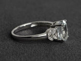 3ct Engagement Ring Oval Cut Diamond Leaf Accent Solitaire 14k White Gold Finish