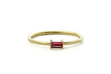 0.4ct Baguette Cut Pink Ruby Minimalist Engagement Ring 14k Yellow Gold Finish