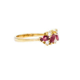 1.5ct Marquise Cut Pink Ruby Engagement Ring Floral Cluster 14k Yellow Gold Over