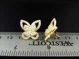 1.2ct Round Cut Diamond Butterfly Design Stud Earrings Women 14k YellowGold Over