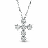 3ct Diamond Pendant with Chain Round Cut Brilliant Cluster 14k White Gold Finish