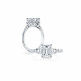 2ct Emerald Cut Diamond Engagement Ring Round Accent Trilogy 14k White Gold Over