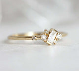 0.5ct Baguette Diamond Engagement Ring 14k Yellow Gold Finish Minimalist Cluster