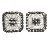 3ct Round Cut Black Diamond Baguette Trendy Stud Earrings 14k White Gold Finish