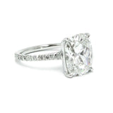 2.5Ct Elongated Cushion Cut Diamond Accent Solitaire Ring 14K White Gold Finish