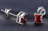 2ct Stud Earrings Princess Cut Pink Ruby Solitaire Design 14k White Gold Finish