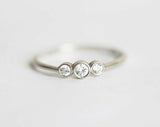 0.4ct Round Cut Diamond Engagement Ring 14k White Gold Finish Trilogy Minimalist