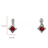 1ct Princess Cut Simulated Red Garnet Stylish Drop Earrings 14k WhiteGold Plated