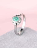 1.2ct Oval Cut Green Emerald Floral Halo Art Deco Ring 14k White Gold Finish