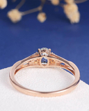 1ct Oval Cut Blue Aquamarine Infinity Diamond Split Shank Ring 14k RoseGold Over