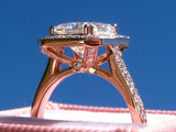 Halo Milgrain Engagement Ring 2.4ct Radiant Cut VVS1 Diamond 14k RoseGold Finish