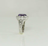 2ct Oval Cut Purple Amethyst Engagement Ring 14k White Gold Finish Halo Vintage