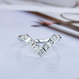 1.2ct Princess Cut Diamond V Shaped Stylish Curved Ring 14k White Gold Finish