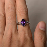 0.5ct Marquise Cut Purple Amethyst Filigree Engagement Ring 14k WhiteGold Finish