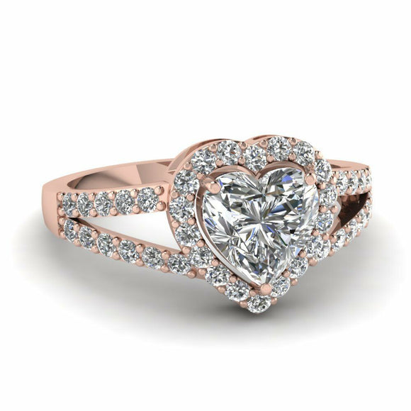 2ct Heart Cut Diamond Engagement Solitaire Ring Love Gift 14k Rose Gold Finish