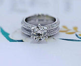 4Ct Round Cut Diamond Bridal Set Wide Solitaire Ring Band 14K White Gold Finish