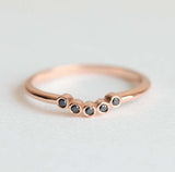 0.4ct Round Cut Black Diamond Engagement Ring 14k Rose Gold Finish Minimalist