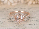 2.3ct Round Cut Peach Morganite Halo Engagement Ring 14k Rose Gold Finish