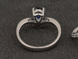 2ct Pear Blue Sapphire Engagement Ring 14k White Gold Finish Teardrop Bridal Set