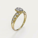 3.9ct Pear Cut Diamond Solitaire Stylish Bezel Accent Ring 14k YellowGold Finish