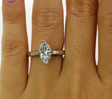 2Ct Marquise Baguette Accent Diamond Trilogy Engagement Ring 14K White Gold Over