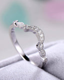 1Ct Round Cut Diamond Stackable Vintage Women Wedding Band 14K White Gold Finish