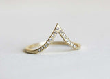 0.5ct Round Cut VVS1D Diamond Wedding Band 14k Yellow Gold Finish V Shaped Curve