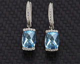 2.6ct Drop Earrings Cushion Cut Blue Topaz Partywearr 14k White Gold Finish