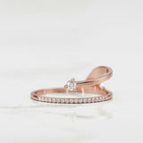 Stylish Arrow Open Engagement Ring 0.45ct Round Cut Diamond 14k Rose Gold Finish