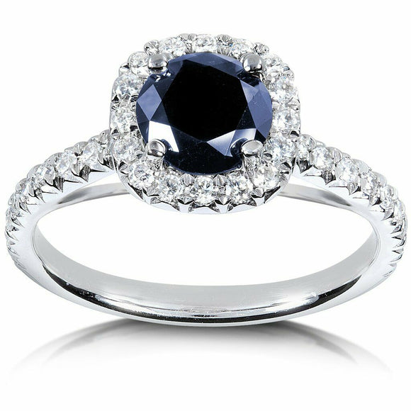 3Ct Round Cut Blue Sapphire Engagement Ring 14K White Gold Finish Diamond Halo