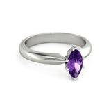 1Ct Marquise Cut Purple Amethyst Solitaire Engagement Ring 14K White Gold Finish